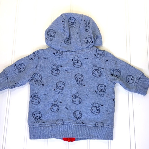 Gymboree Blue Long Sleeve Lion Print Zipper Hoodie Sweatshirt Size 0-3 Months - Picture 5 of 6